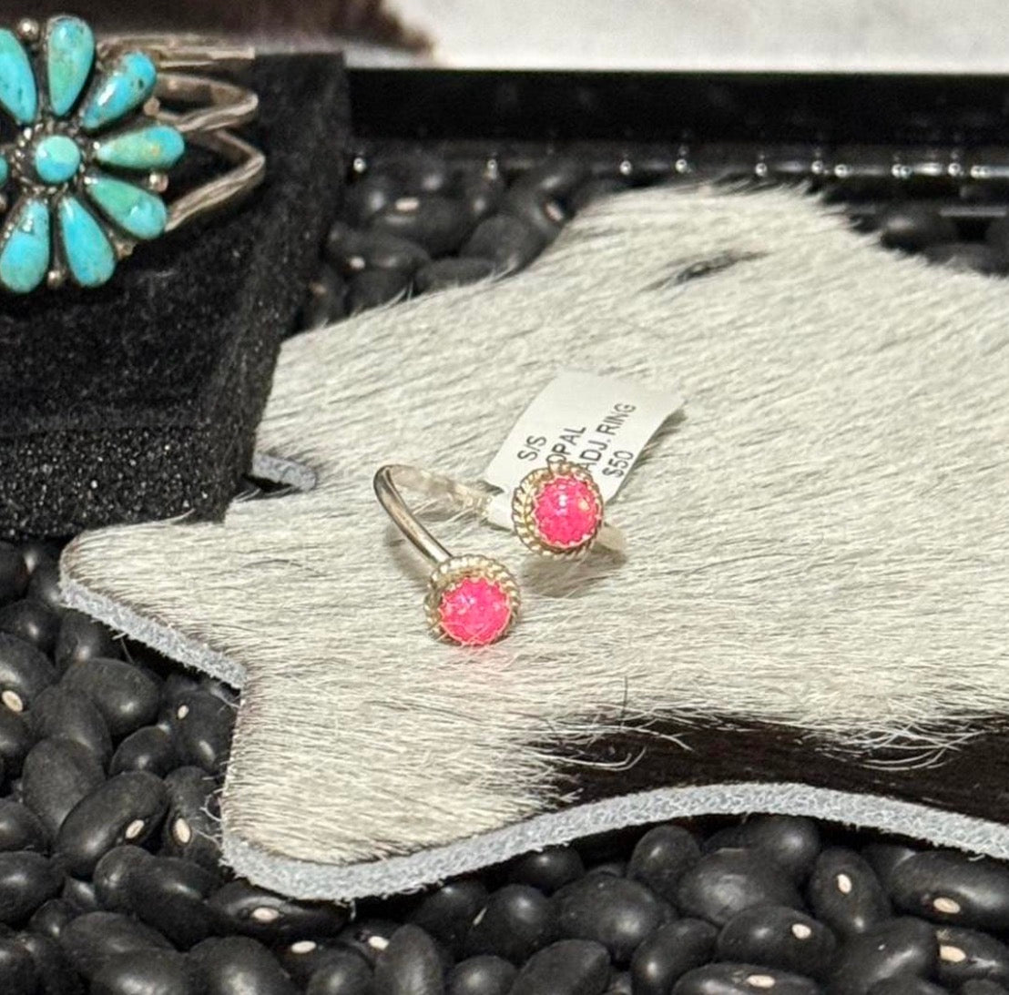 Pink opal adjustable rinb