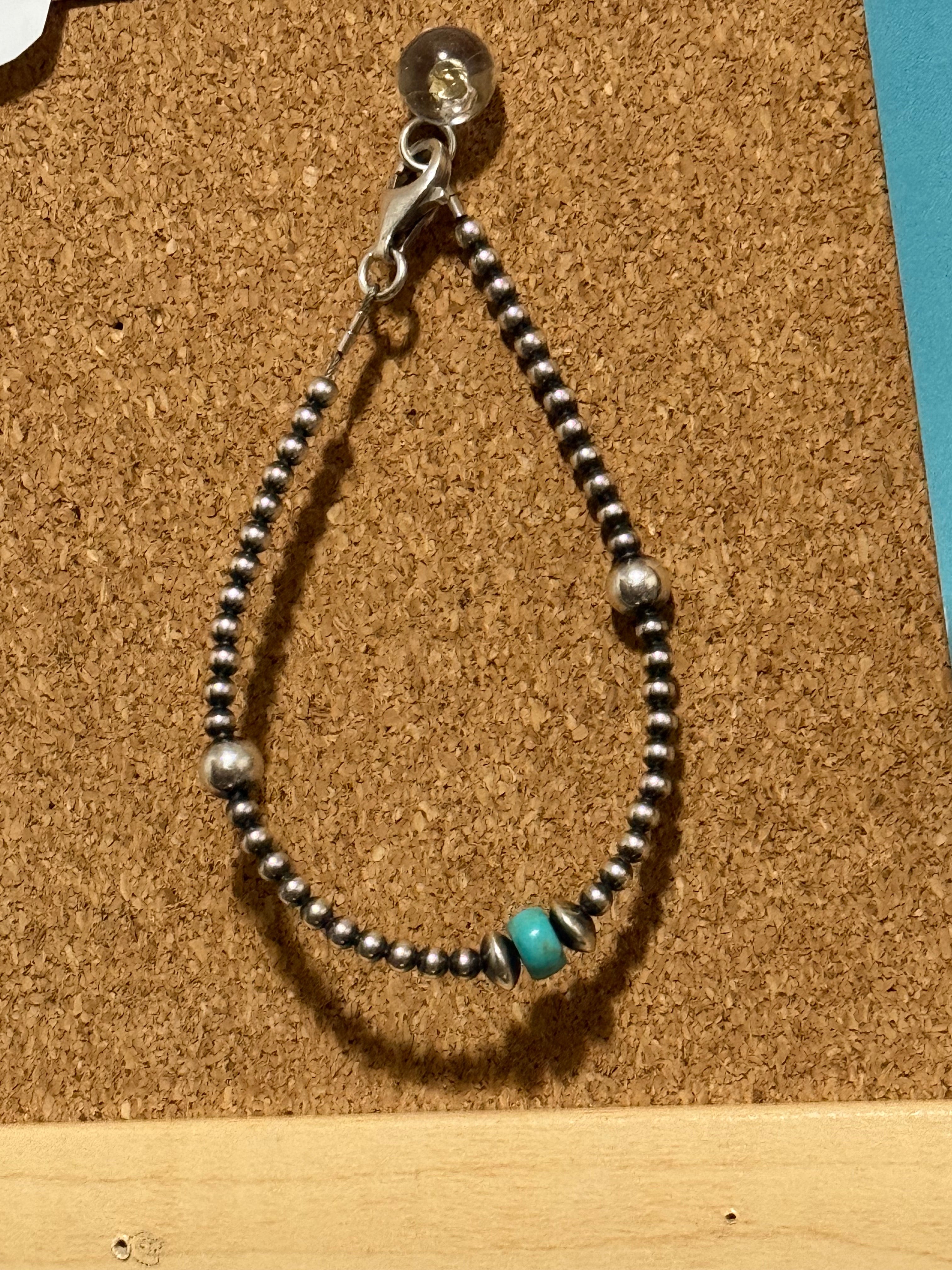 Turquoise and pearl bracelet